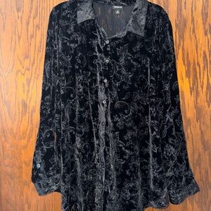 Torrid Black Velvet Floral Blouse